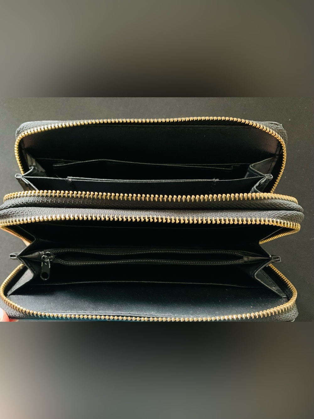 Black Studded Wristlet Clutch with Gold Accent - Picture 2 of 7